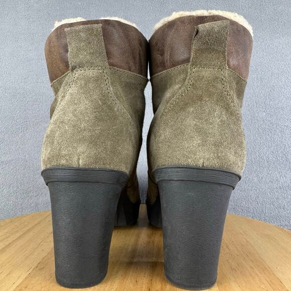 Bearpaw Marlowe Olive Suede/Sherpa Lined Winter Ankle Boots Women’s Size 6.5 US - Picture 4 of 8